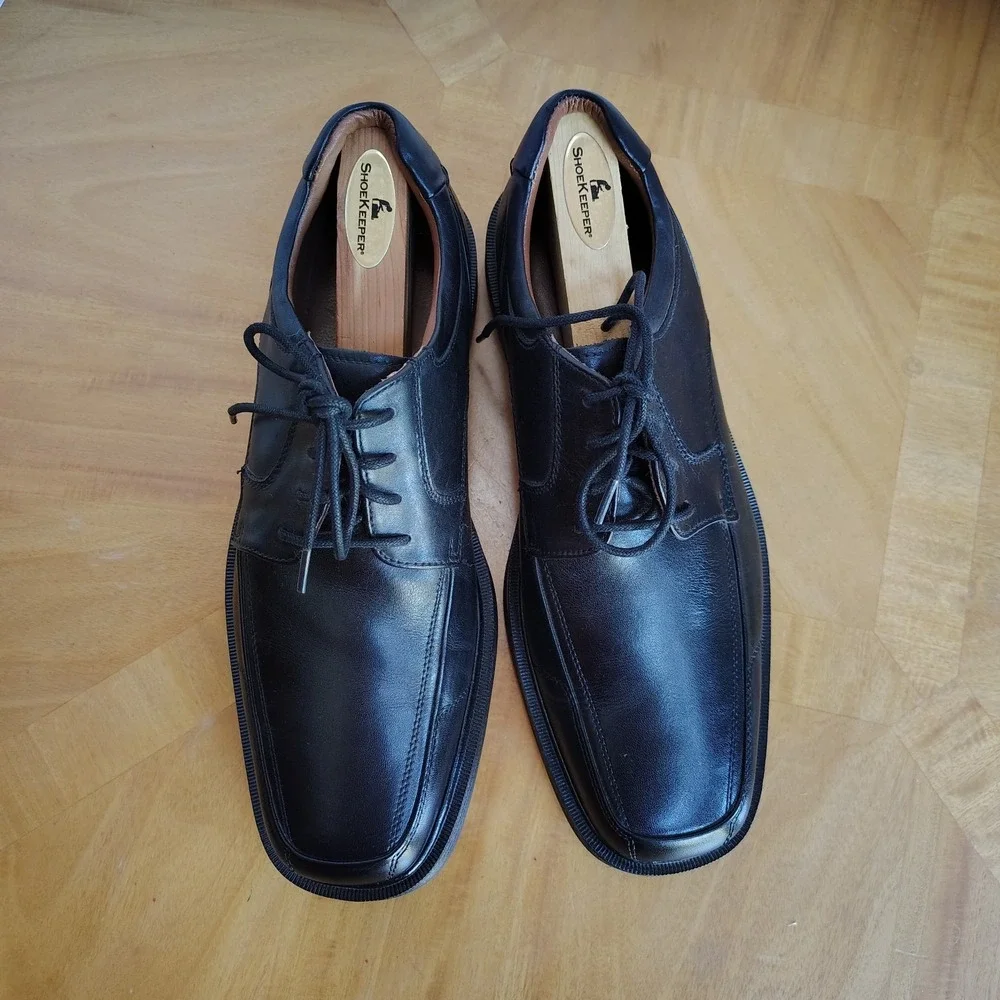 Johnston Murphy XC4 Mens Sz 8½ M Dress Shoes Black Oxfords Waterproof Apron Toe